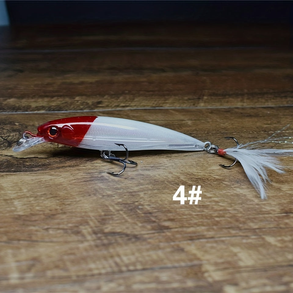 1pc Realistic 3D Bionic Minnow Fishing Lure - Lifelike Laser Eyes, Soft Feather Teaser, and Sharp Treble Hook for Aggressive Strikes - 90mm, 7g Artificial Hard Bait for Outdoor Freshwater and Saltwater Fishing Adventures