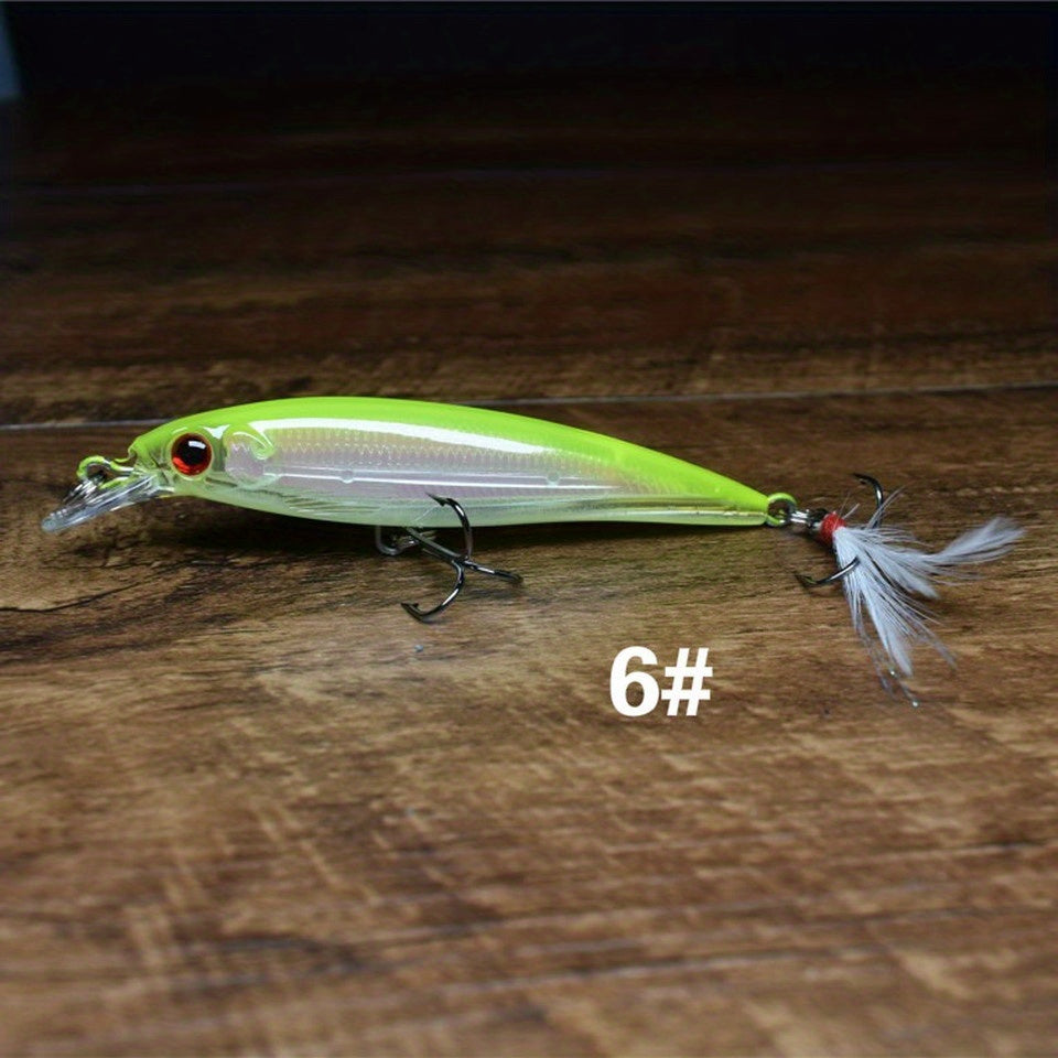 1pc Realistic 3D Bionic Minnow Fishing Lure - Lifelike Laser Eyes, Soft Feather Teaser, and Sharp Treble Hook for Aggressive Strikes - 90mm, 7g Artificial Hard Bait for Outdoor Freshwater and Saltwater Fishing Adventures