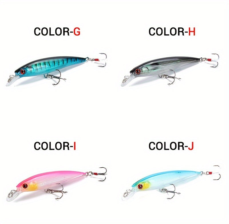 10pcs Premium 3D Bionic Fishing Lures with Laser Eyes - Artificial Hard Baits for Catching More Fish - Feather Hook, 9cm/7.2g, Lifelike Swimming Action, Durable and Long-Lasting