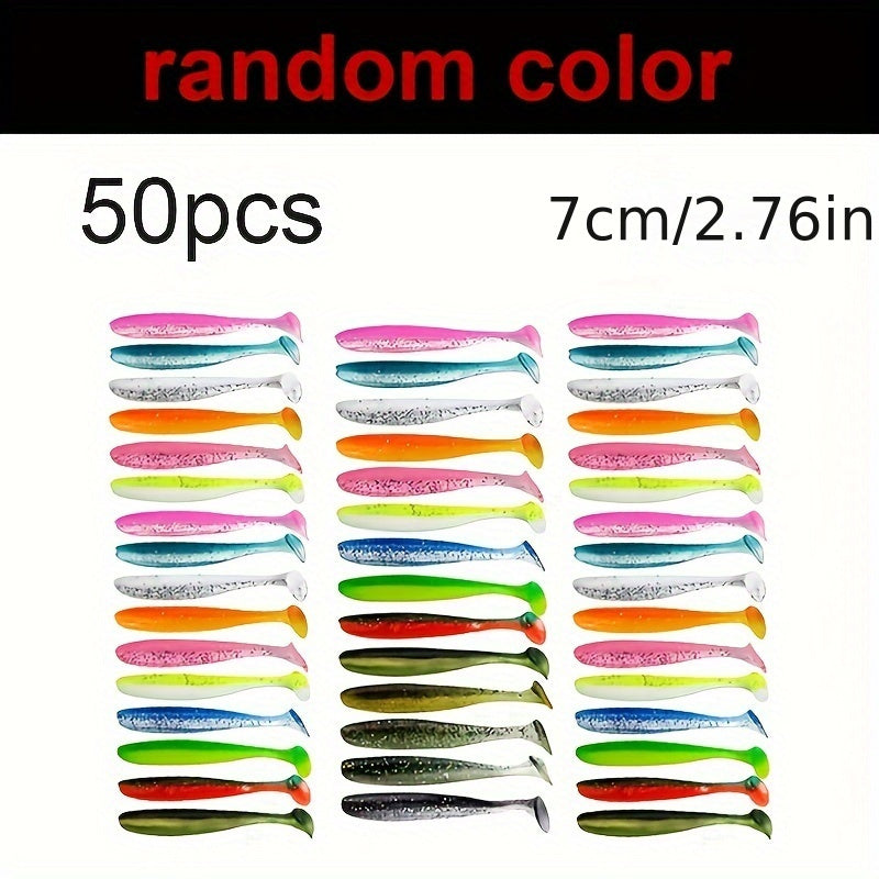 50pcs Versatile Fishing Soft Lures - Life-like Paddle Tail Swimbaits for Trout, Salmon, Redfish - Ideal for All Water Types