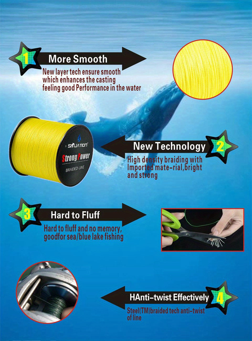 300/500M 4-Strand Multifilament PE Braided Fishing Line - Super Strong Anti-abrasion, Smooth Long Casting, 328/546YDS, 10/20/30/40/80LB (4.54/9.07/13.61/18.14/36.29KG) Pull, Durable and Reliable for Fishing Enthusiasts