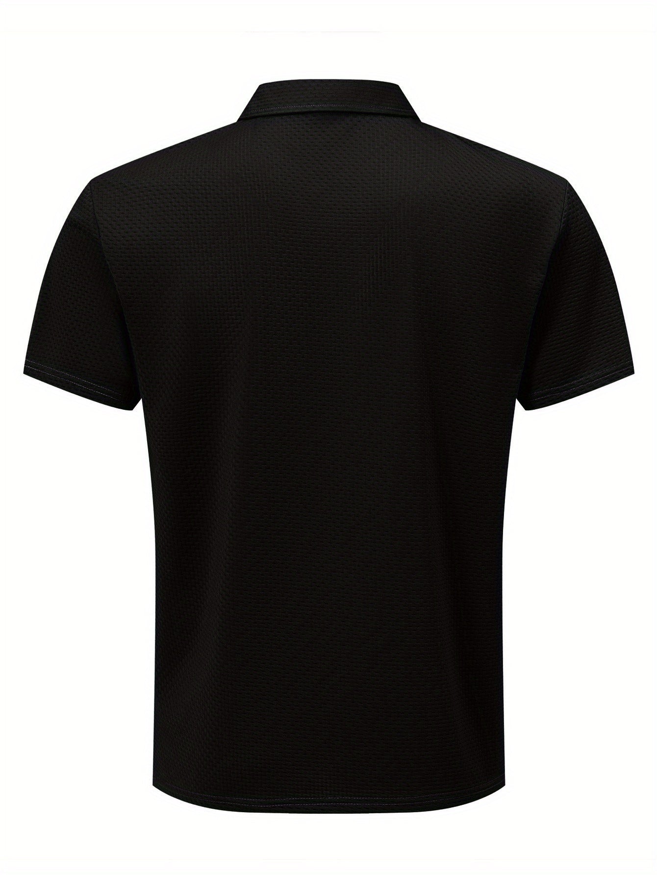KWAY Men'S Breathable Summer Shirt - Lightweight Stretch Fabric, Solid Color with Contrast Collar & Chest Logo, Quick-Dry Golf & Business Casual Short Sleeve Top for Casual Attire, Breathable Summer Shirt, Golf Apparel, Sleek
