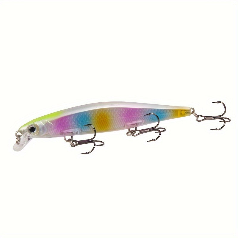 1pc 11cm/13g I-Swimbait Yokwenziwa Kokudoba, I-Minnow Bait Ecwilayo, I-Plastic Lure Enamahhuku Amathathu Ama-Treble E-Bass Pike Carp, I-Fishing Tackle