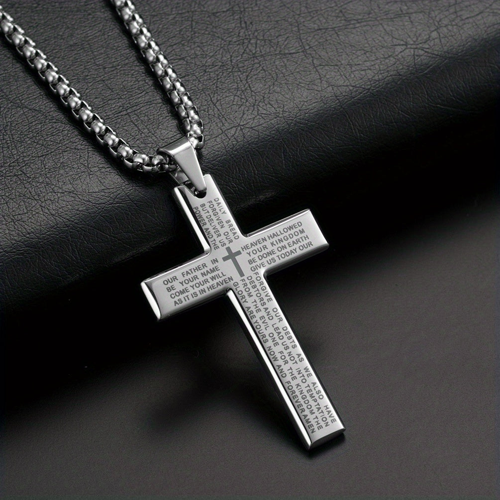 1pc Trendy Cross Pendant Necklace - Men's Fashion Necklaces for Father's Day Gift, Stylish Accessories for Him, Ideal Present for Dad, Husband, Boyfriend