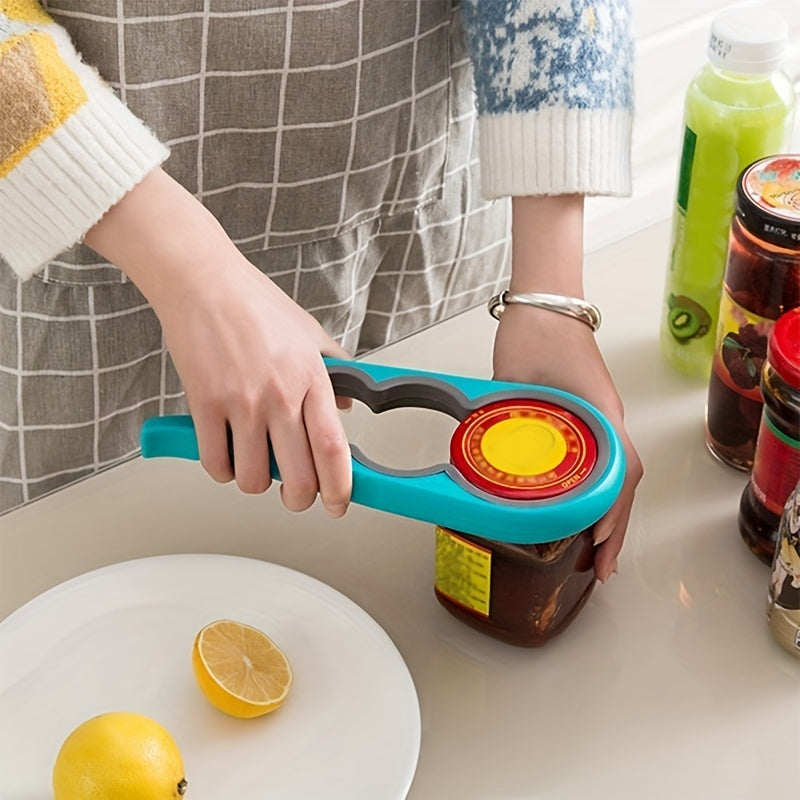 1pc Multifunctional Lid Opening Tool Four-in-one Twisting Lid Opening Canning Device Labor-saving Lid Opener Kitchen Life Supplies Bottle Opener Can Opener
