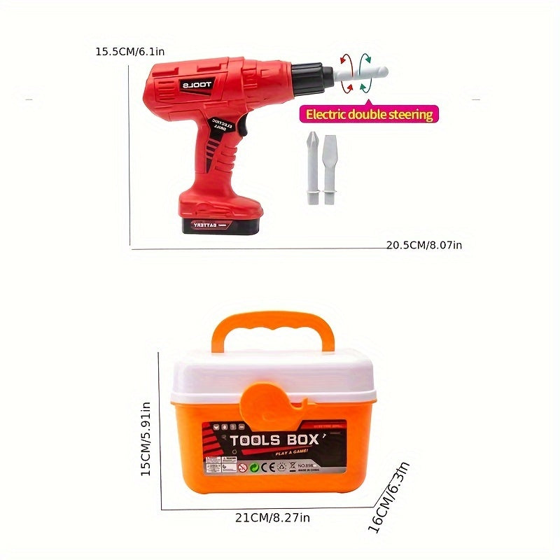 I-Children's Electric Drill Tool Box Isethi Yabafana, Ukulungisa Ukulingisa Isaha Kagesi, Isikulufu Sokulungisa Izingane, I-Play House
