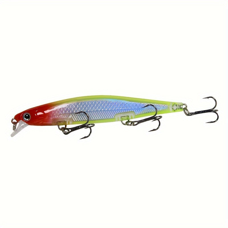 1pc 11cm/13g I-Swimbait Yokwenziwa Kokudoba, I-Minnow Bait Ecwilayo, I-Plastic Lure Enamahhuku Amathathu Ama-Treble E-Bass Pike Carp, I-Fishing Tackle