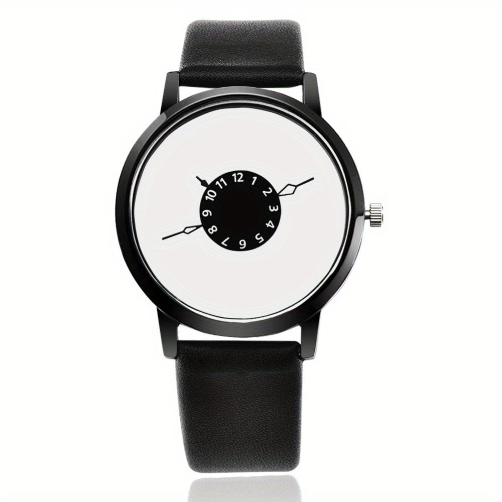 Round Dial Simple Quartz Watch for Lovers - Stainless Steel Case, PU Leather Strap, Pointer Display, Electronic Movement, Non-Waterproof, Ideal Gift Choice