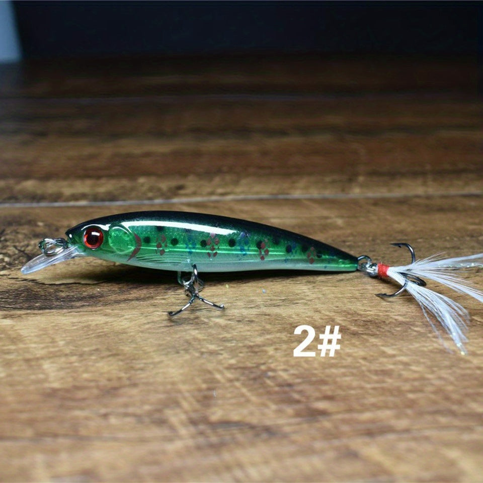 1pc Realistic 3D Bionic Minnow Fishing Lure - Lifelike Laser Eyes, Soft Feather Teaser, and Sharp Treble Hook for Aggressive Strikes - 90mm, 7g Artificial Hard Bait for Outdoor Freshwater and Saltwater Fishing Adventures