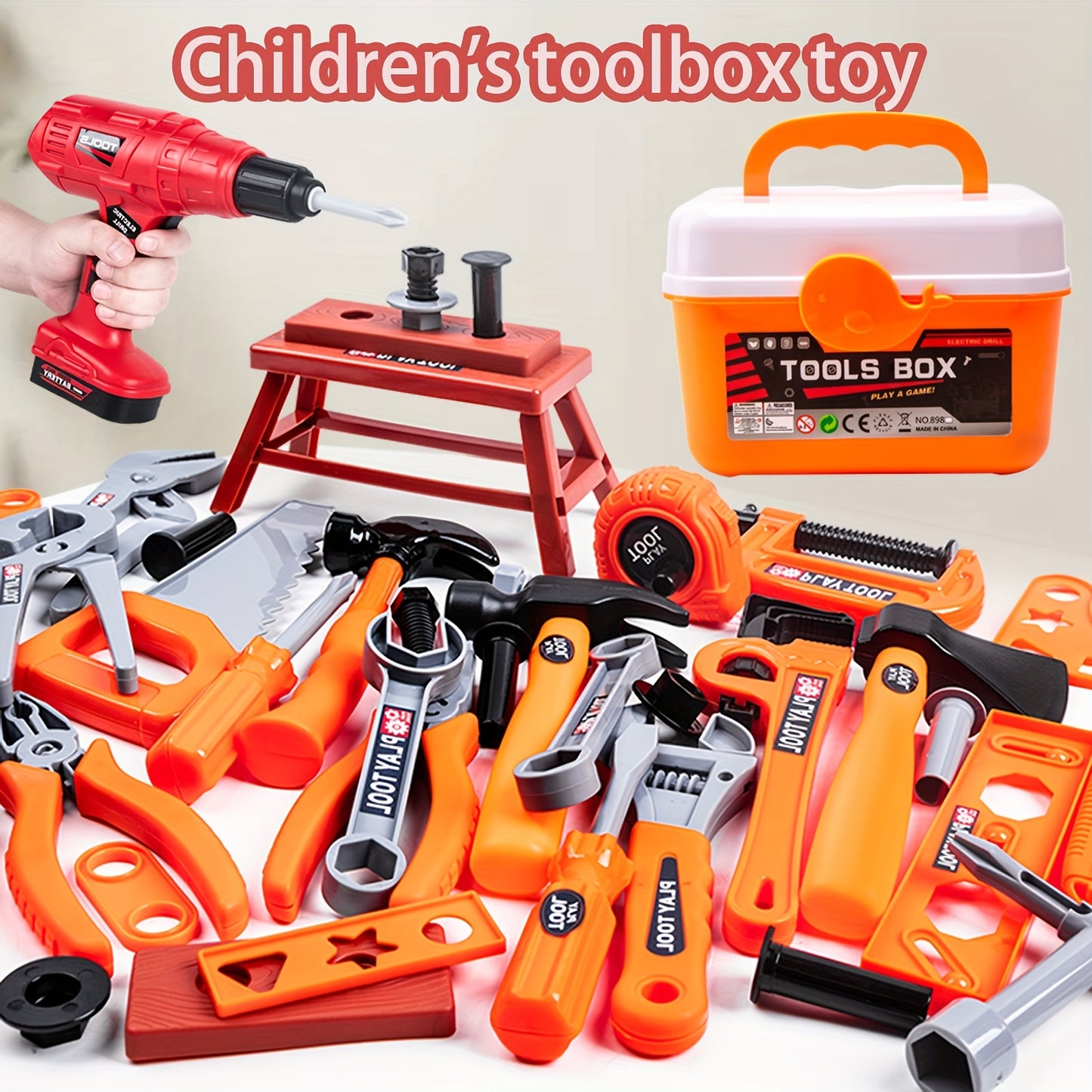 I-Children's Electric Drill Tool Box Isethi Yabafana, Ukulungisa Ukulingisa Isaha Kagesi, Isikulufu Sokulungisa Izingane, I-Play House