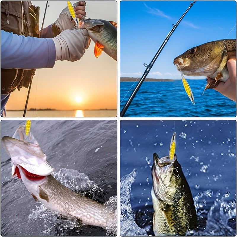 5pcs Essential Anglers Lure Set - Versatile Metal Baits for Saltwater & Freshwater Fishing - Durable Treble Hook Design for Trout, Bass, Salmon