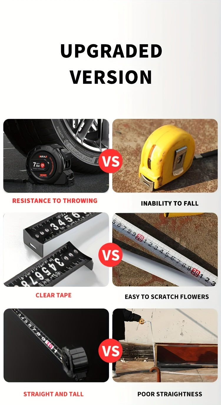 AIRAJ Digital Tape Measure – High-Accuracy 3m/5m/7.5m, Dual Metric & Imperial Scale, Durable Rust-Proof Industrial Measuring Tool (Non-Laser)