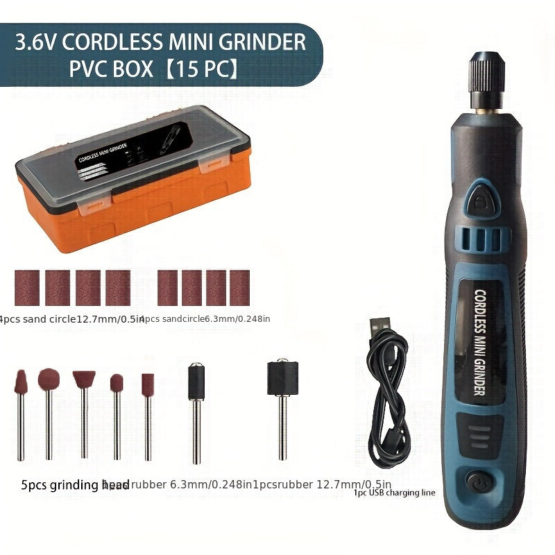 Mini Electric Grinder Pen Set – USB Rechargeable Handheld Engraving & Polishing Tool, Compact Rotary Grinder for Jade, Jewelry, Wood, and DIY Projects
