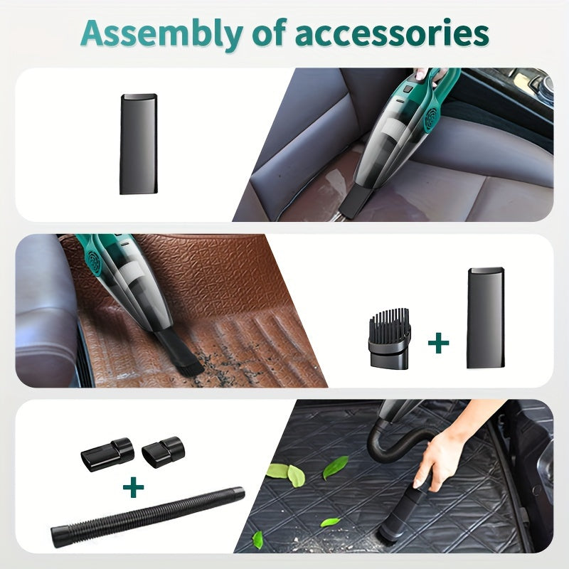 12V Car Vacuum Cleaner with Strong Suction, 3-5m Cord, 4 Cleaning Modes & 2 Nozzles - Compact Handheld Design for Car Interior, Pet Hair, Dust, and Debris Removal, Vacuum Cleaner for Car, Pet Hair Remover, Modern Aesthetic, D