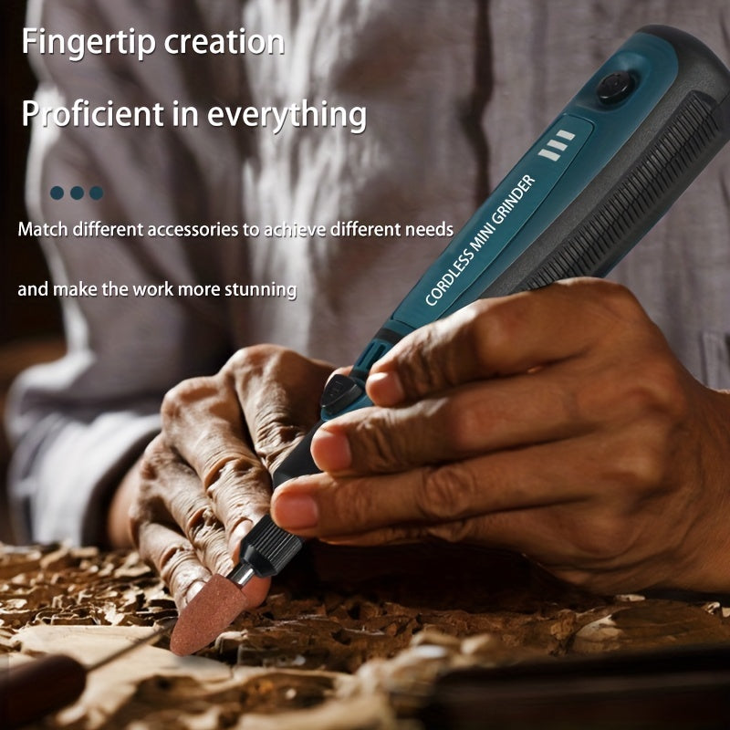 Mini Electric Grinder Pen Set – USB Rechargeable Handheld Engraving & Polishing Tool, Compact Rotary Grinder for Jade, Jewelry, Wood, and DIY Projects