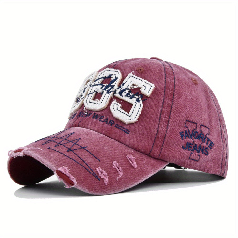 1985 Embroidery Ripped Baseball Cap Washed Distressed Patch Adjustable Dad Hat Vintage Lightweight Sports Hat