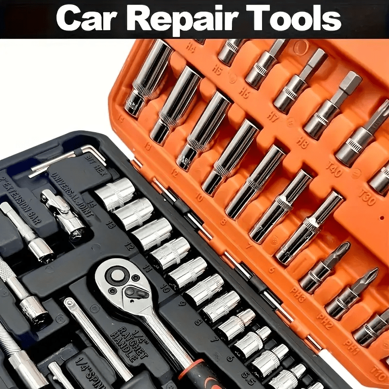 53pcs Universal Car Repair Tool Set - Comprehensive Automotive Maintenance Solution - High-Quality Durable Accessories Suitable for DIY Repairs and Daily Use, Industrial Professional Manual Tool Kit Including Socket Wrenches