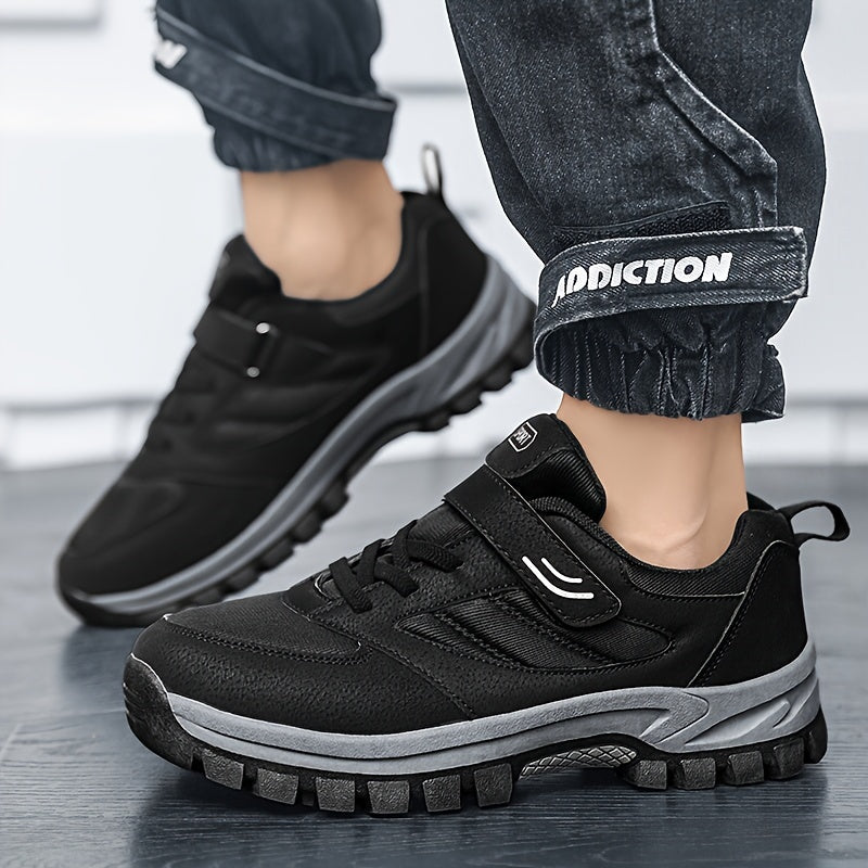 Men's Breathable Casual Shoes - Comfy, Soft Sole Sneakers with Hook and Loop Fastener for Outdoor Jogging