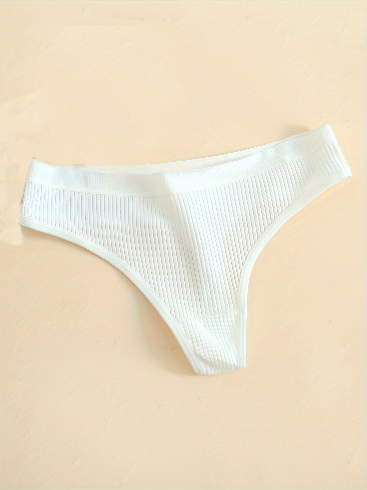 6pcs Seamless Ribbed Sports Thong Panties - Ultra Breathable, Comfortable, Soft Cotton Intimates for Women - Everyday Lingerie & Underwear Essentials for Active Ladies