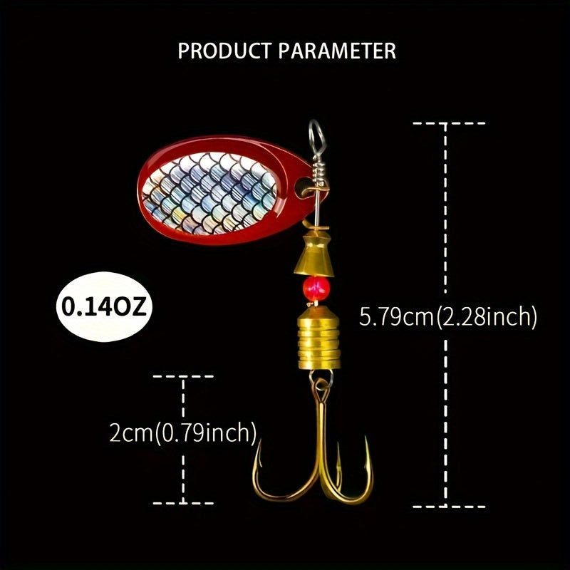 10pcs Metal Spoon Spinning Lure, Spoon Bait With Treble Hook For Pike, Fishing Tackle