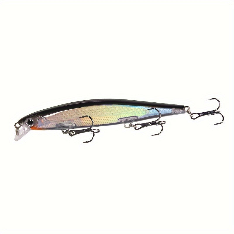 1pc 11cm/13g I-Swimbait Yokwenziwa Kokudoba, I-Minnow Bait Ecwilayo, I-Plastic Lure Enamahhuku Amathathu Ama-Treble E-Bass Pike Carp, I-Fishing Tackle