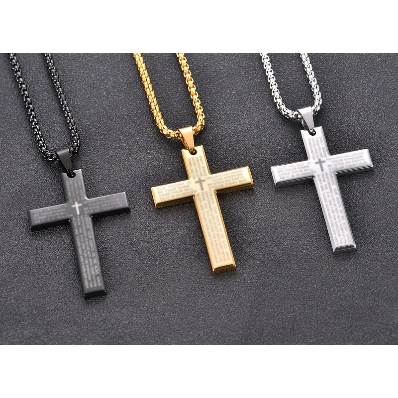 1pc Trendy Cross Pendant Necklace - Men's Fashion Necklaces for Father's Day Gift, Stylish Accessories for Him, Ideal Present for Dad, Husband, Boyfriend