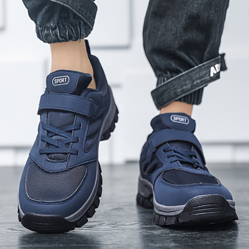 Men's Breathable Casual Shoes - Comfy, Soft Sole Sneakers with Hook and Loop Fastener for Outdoor Jogging