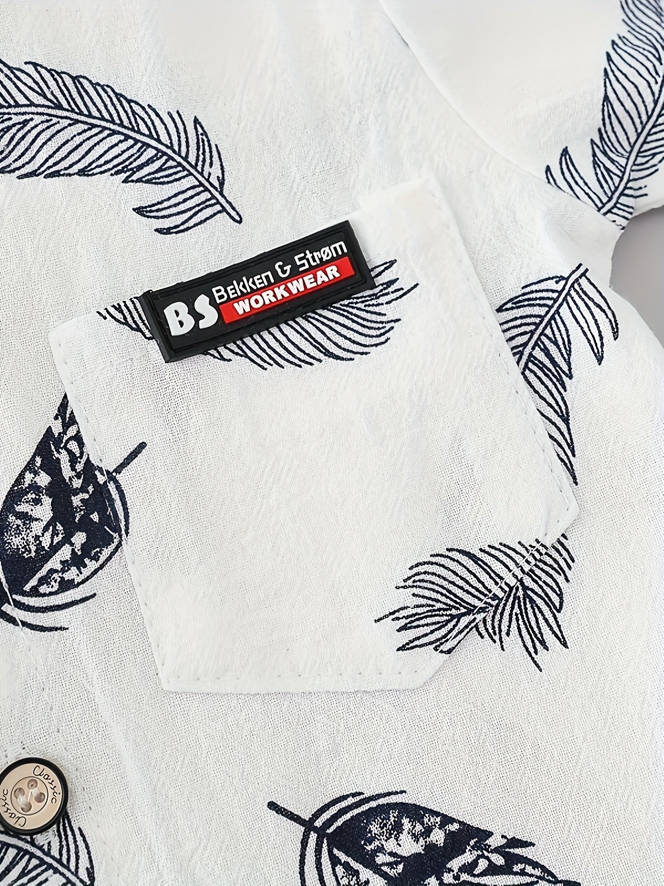 2-Piece Baby Boys’ Summer Outfit – Feather Print Short-Sleeve Shirt & Cotton Shorts Casual Set