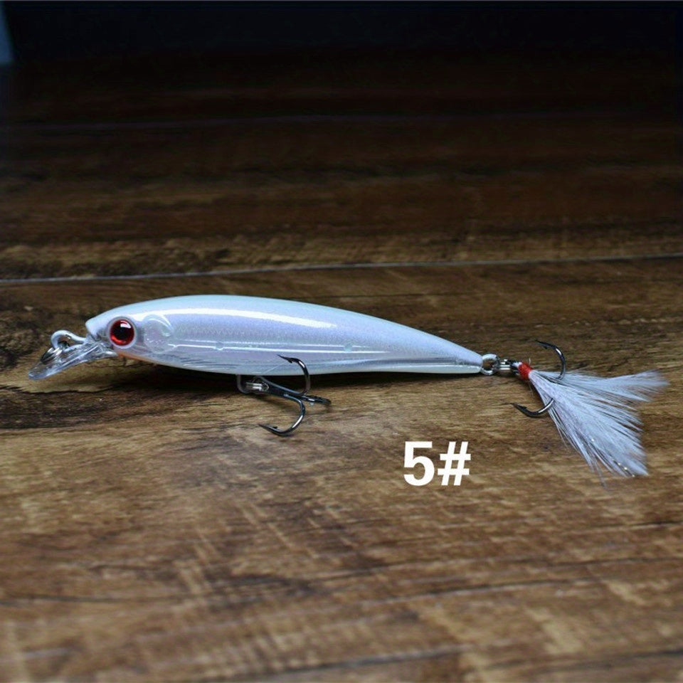 1pc Realistic 3D Bionic Minnow Fishing Lure - Lifelike Laser Eyes, Soft Feather Teaser, and Sharp Treble Hook for Aggressive Strikes - 90mm, 7g Artificial Hard Bait for Outdoor Freshwater and Saltwater Fishing Adventures