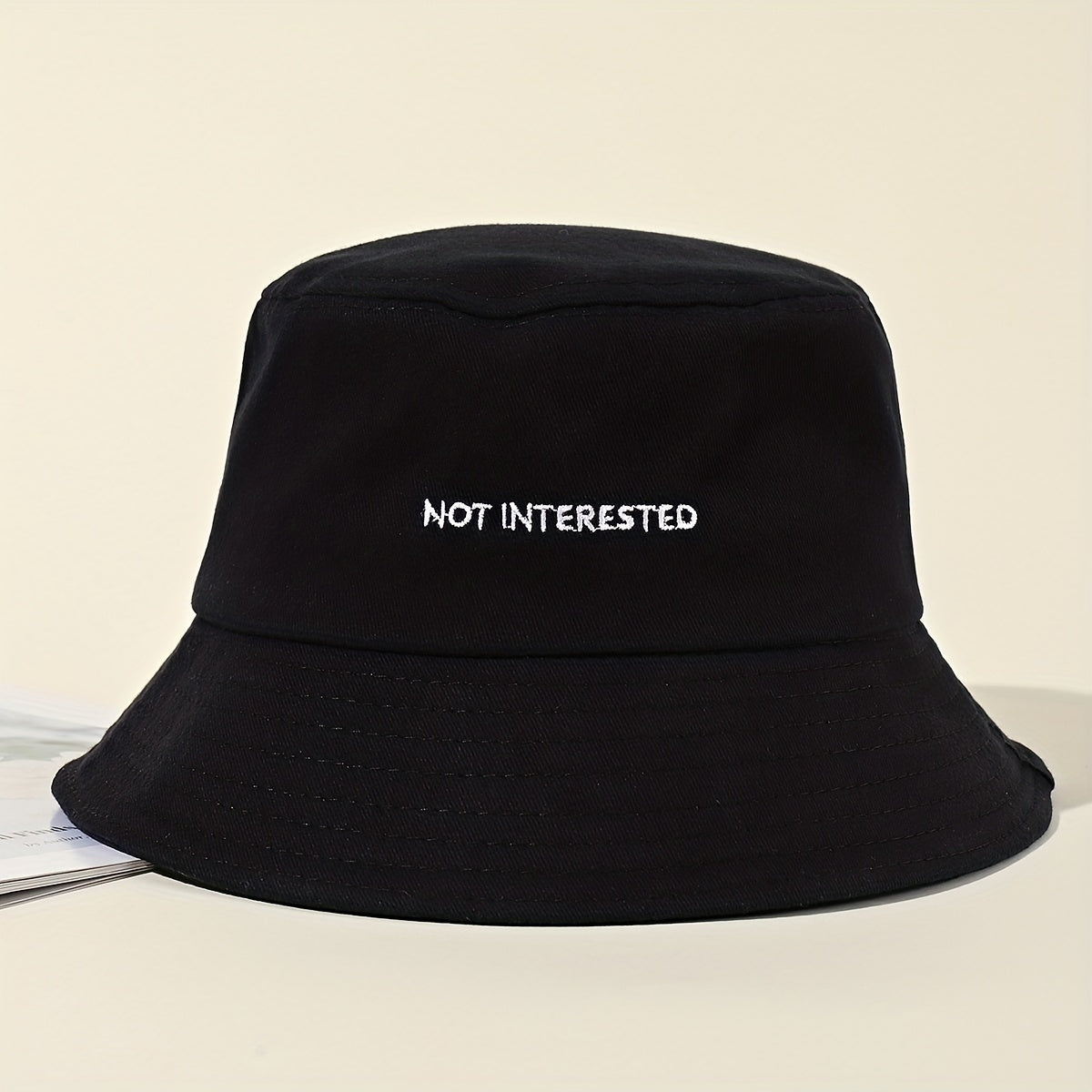 Embroidered Beach Bucket Hat - Lightweight, Solid Color, Sunscreen, Travel-Friendly Fisherman Cap for Outdoor Activities - Perfect for Beach, Travel, and Leisure