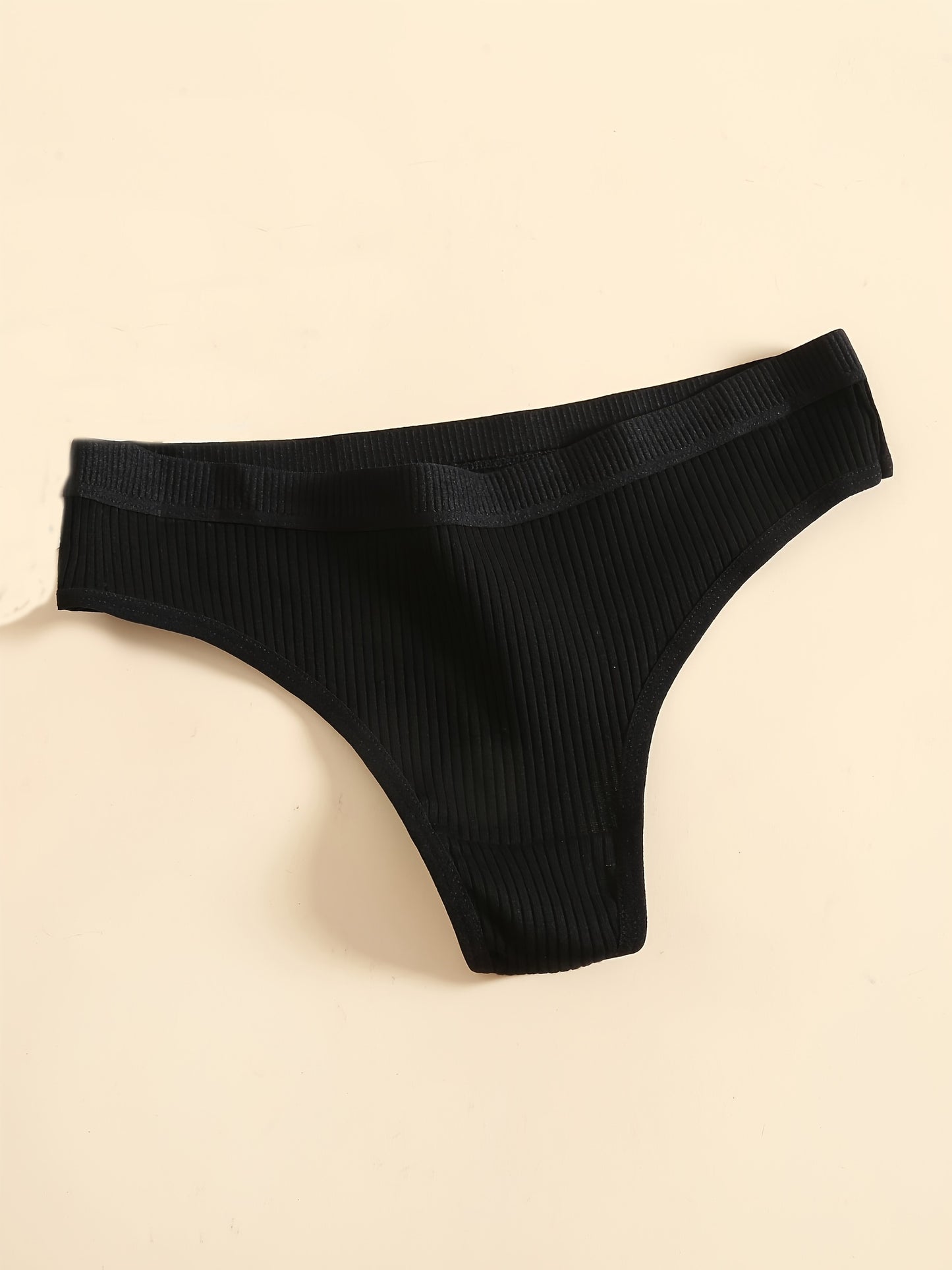 6pcs Seamless Ribbed Sports Thong Panties - Ultra Breathable, Comfortable, Soft Cotton Intimates for Women - Everyday Lingerie & Underwear Essentials for Active Ladies