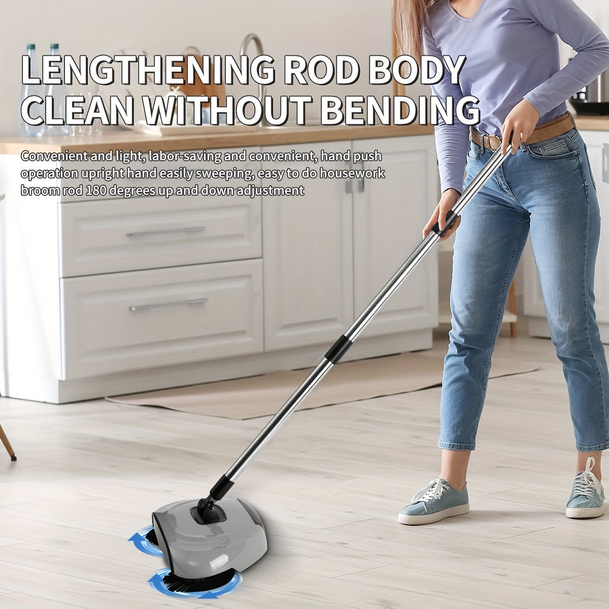 1set, 3-in-1 Multifunctional Hand Push Sweeper, Vacuum Cleaner, Hand Push Sweeping And Moping Machine, To Remove Garbage, Pet Hair And Dust, Dry And Wet Use, Suitable For Hardwood Ceramic Tiles, Cleaning Supplies