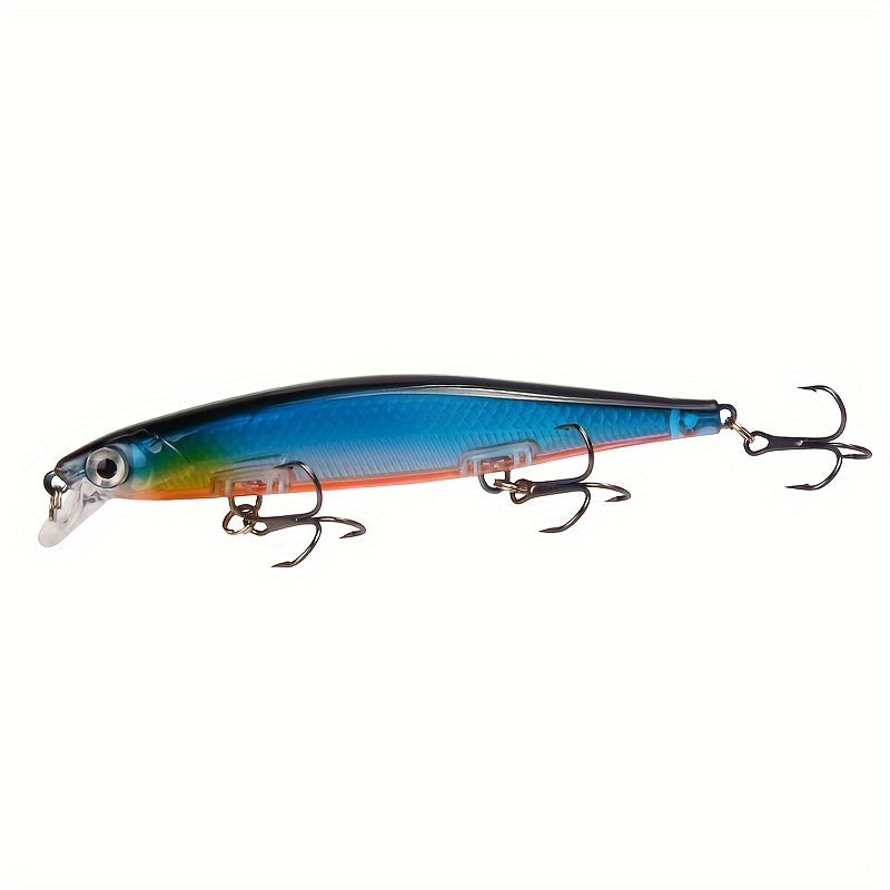 1pc 11cm/13g I-Swimbait Yokwenziwa Kokudoba, I-Minnow Bait Ecwilayo, I-Plastic Lure Enamahhuku Amathathu Ama-Treble E-Bass Pike Carp, I-Fishing Tackle