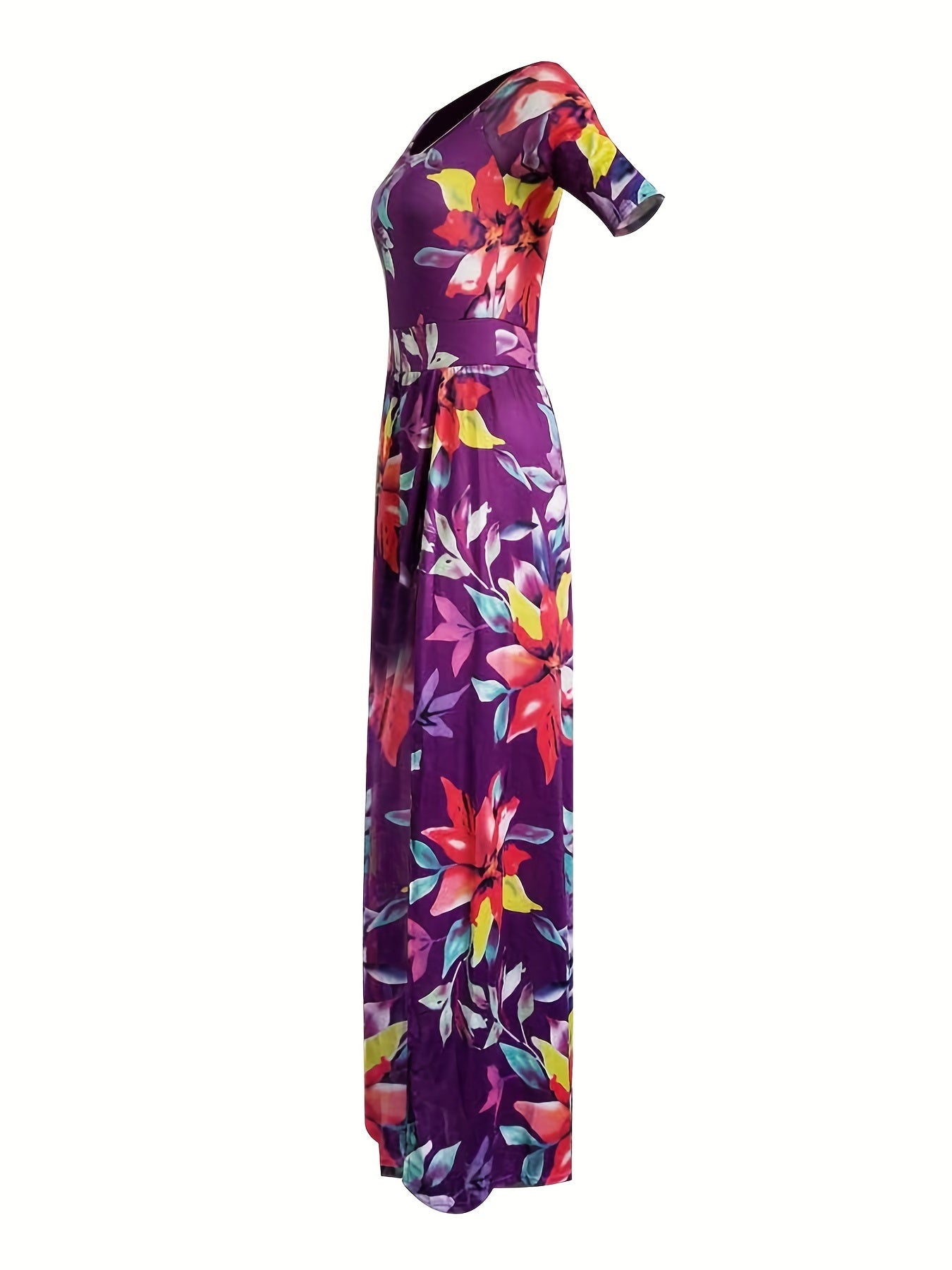 Vibrant Floral Print Romper Jumpsuit - Off Shoulder, Overskirt, Sexy, Flowy, Comfortable, Women's Summer Clothing - Perfect for Outdoor, Party, Date Night