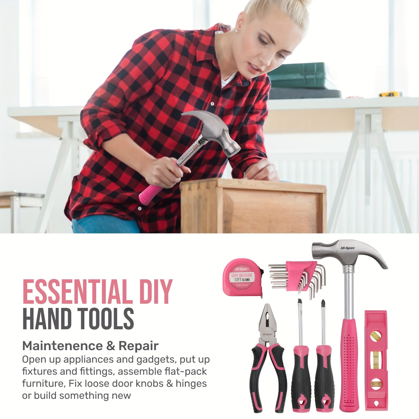 1 Set 8V Rechargeable Electric Screwdriver Set, Household Electric Drill, Pink Multifunctional Toolbox, Power Tool