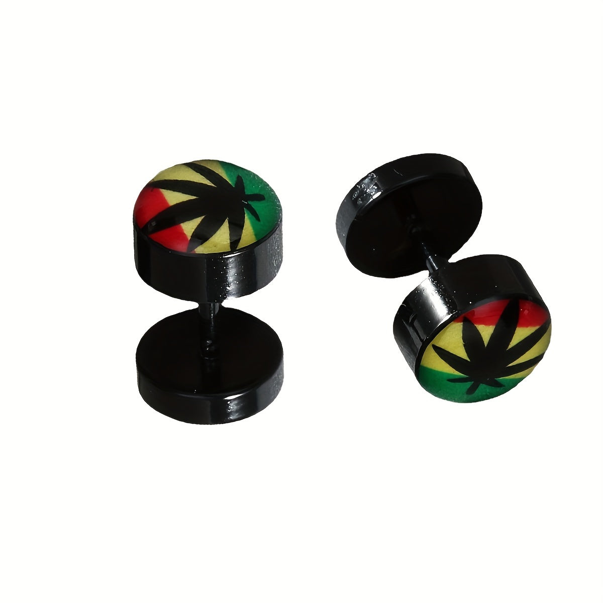 1 Pair Funky Maple Leaf Stainless Steel Stud Earrings - Colorful Design, Non-Magnetic, Hypoallergenic Posts for Casual Attire