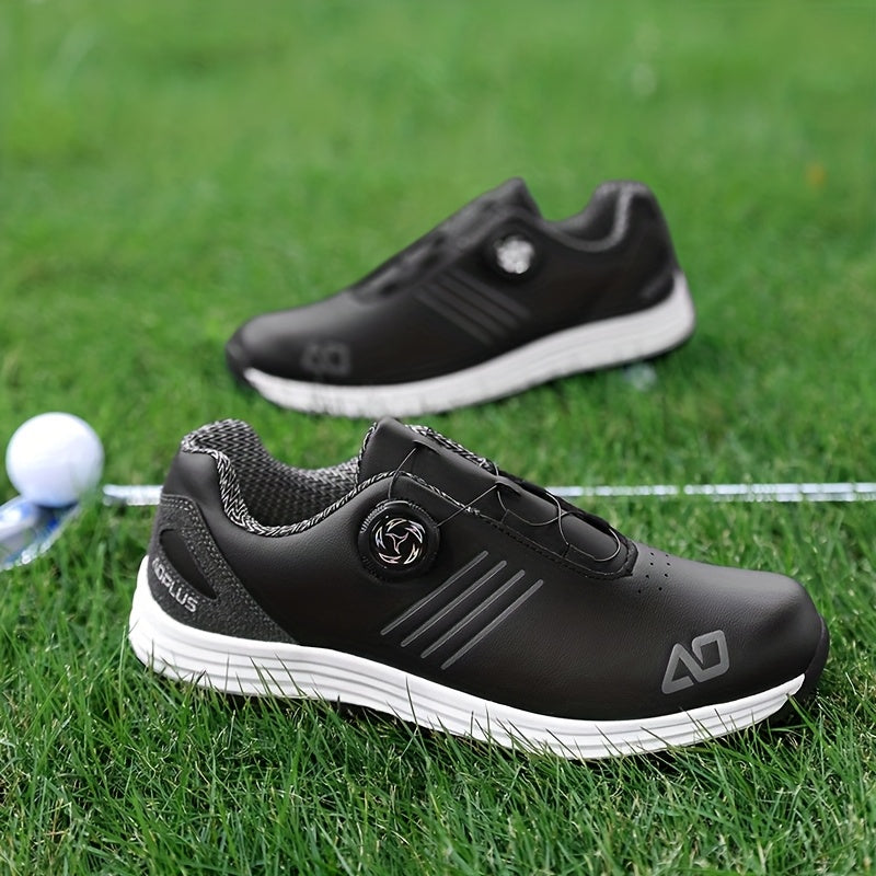 AOPLUS Men'S Stylish Golf Shoes - Low-Top Synthetic Cover Upper, Breathable Fabric & Cushioned Rubber Sole, All-Season Golf Shoes with Arch Support & Traction, Sleek Shoe Design, Comfortable Fit