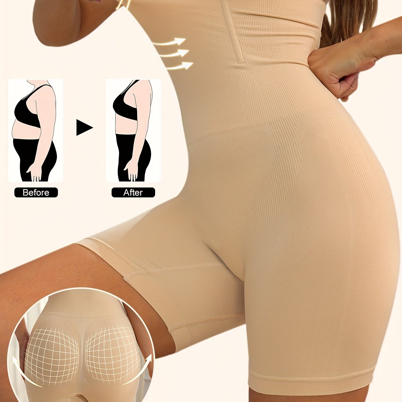 Tummy Control High Waist Sports Shorts, Waist Shaping Running Yoga Shorts, Women's Activewear Wide Waistband - The Superior Findings Depot