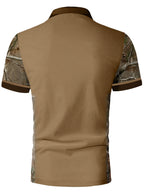 Men's Camouflage Sleeve Shirt - Khaki Base with Elk Print