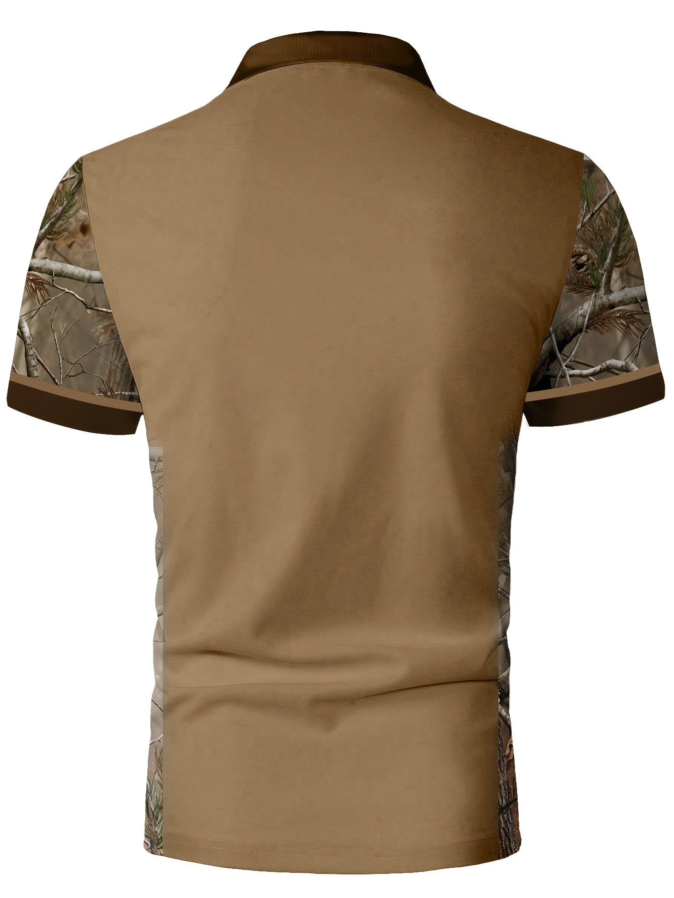 Men's Camouflage Sleeve Shirt - Khaki Base with Elk Print