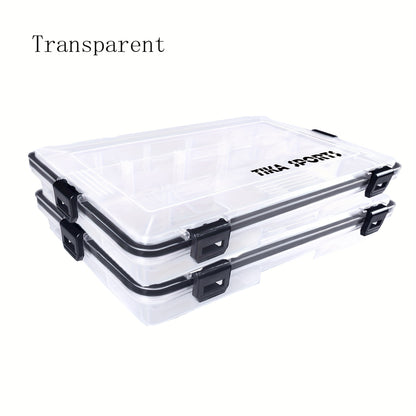 2pcs Amabhokisi Okubhekana Nokudoba Angangeni Manzi, Ibhokisi Lokuhlela Izingwegwe Zesitoreji, Izihlukanisi Eziguqukayo Ezingafihli, Bamba I-Terminal Fishing Tackle kanye Nebhokisi Lokuheha (26.92X16.76X5.08cm-2pc Transparent)
