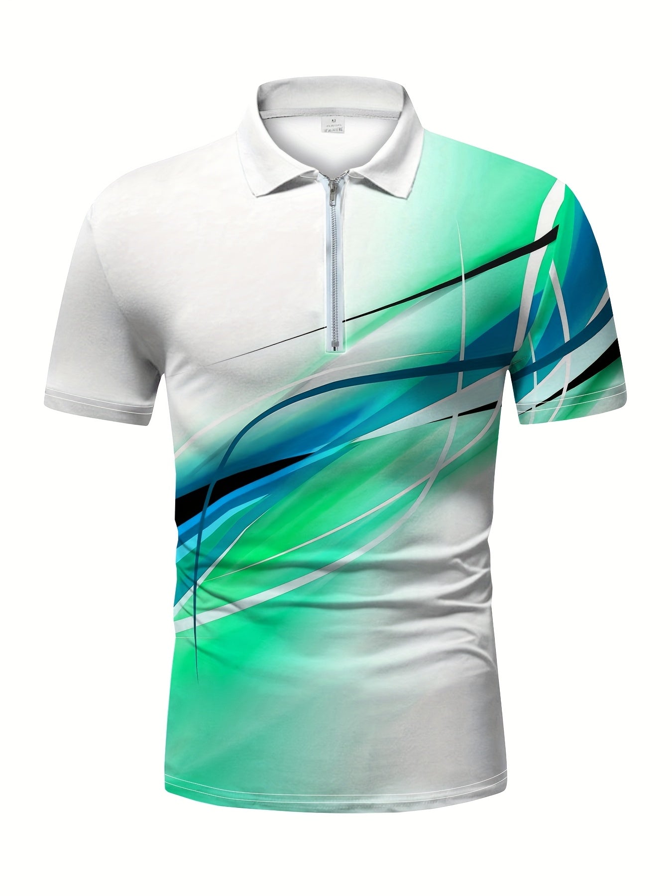 Men's Golf Shirt - Geometric Print Zippered Breathable Moisture-Wicking