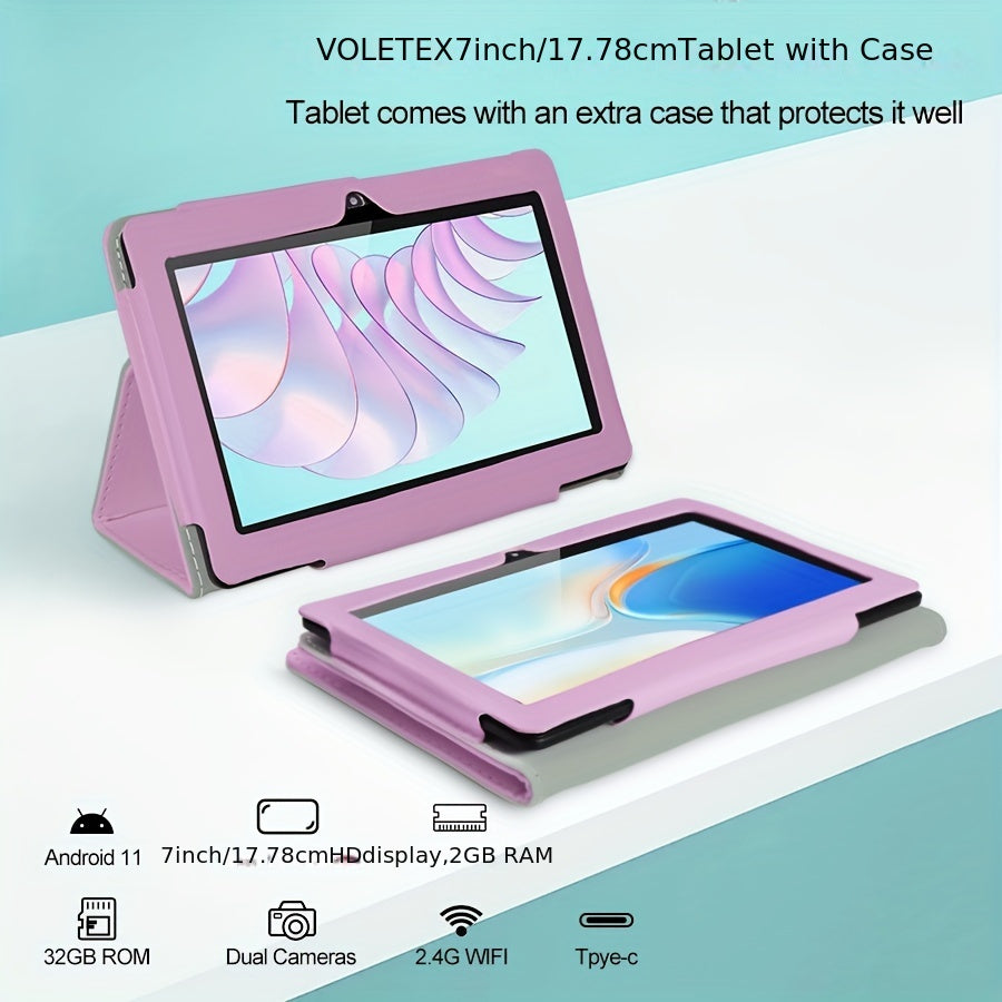 Tablet PC, 7 Inch HD IPS Display, Quad Core Processor, 2GB RAM 32GB ROM, Android 11, Dual Camera, WiFi, with Case - The Superior Findings Depot