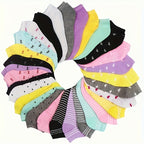 20pairs Random Color Teenager's Fashion Cute Pattern Low-cut Socks, Comfy & Breathable Soft & Elastic Thin Socks For Spring And Summer - The Superior Findings Depot
