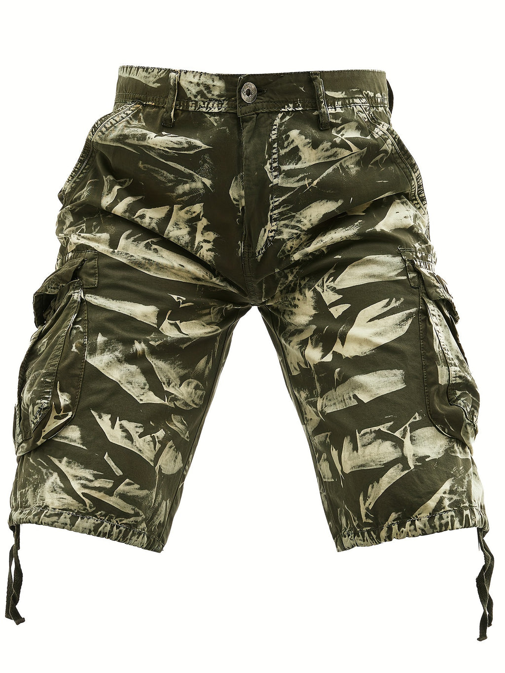 Men's Pure Tie-Dye Washed Outdoor Multi-Pocket Cargo Shorts