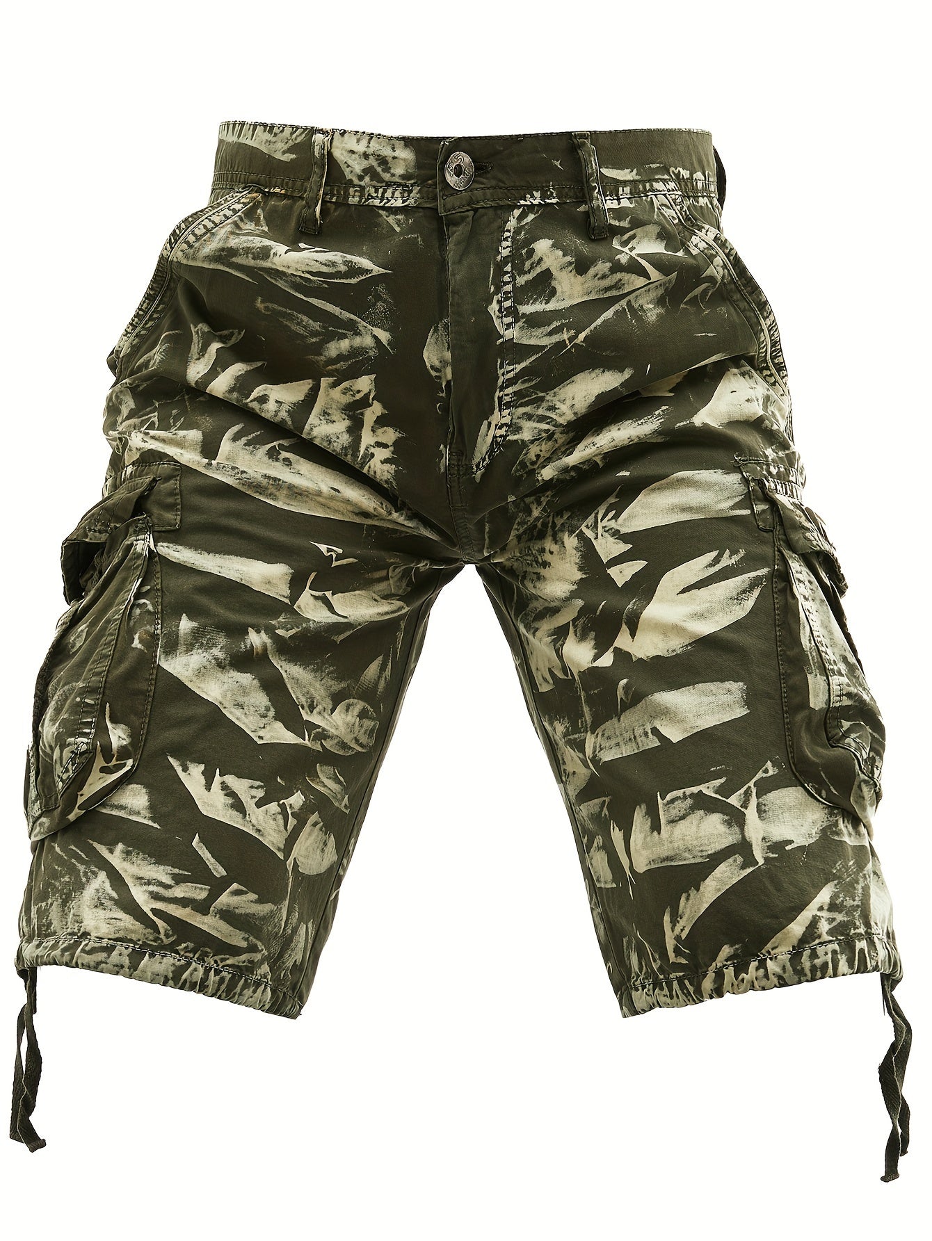Men's Pure Tie-Dye Washed Outdoor Multi-Pocket Cargo Shorts