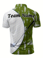 Customizable Men's Golf Polo Shirt - Golf Ball & Club Print