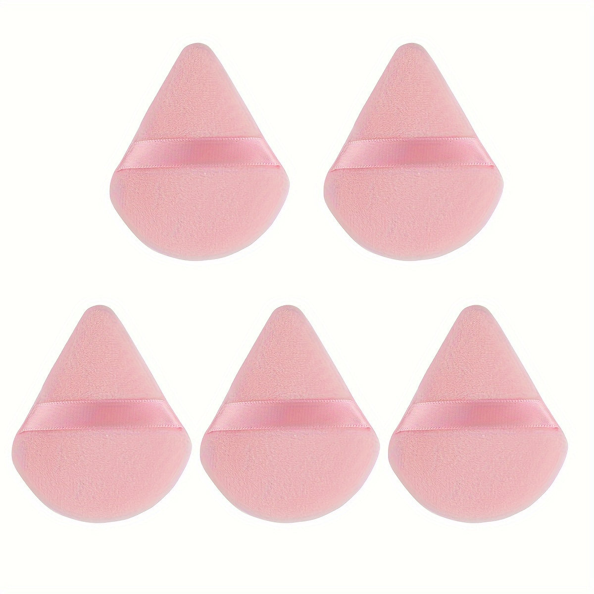 5pcs Soft Triangle Powder Puffs for Loose Powder, Mineral Powder, Body Powder, Velour Cosmetic Foundation Sponges - Nude and Black - Beauty Makeup Tools - The Superior Findings Depot