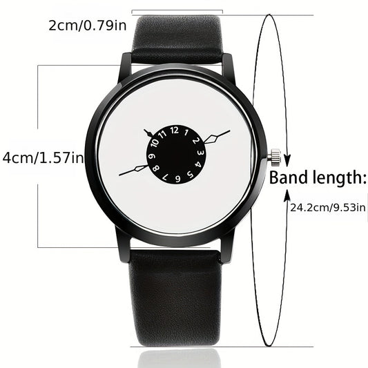Round Dial Simple Quartz Watch for Lovers - Stainless Steel Case, PU Leather Strap, Pointer Display, Electronic Movement, Non-Waterproof, Ideal Gift Choice