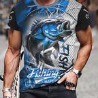 Men'S 3D Printed Fish T-Shirt | Suitable for Summer Outdoor Activities, Fishing, and Cycling | Crew Neck, Regular Fit, Slight Stretch Fabric